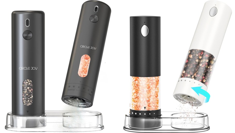 two sets of electric salt and pepper grinders