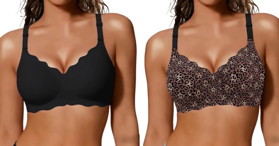 two women wearing COCOMARTS Wireless Jelly Push-Up Bras