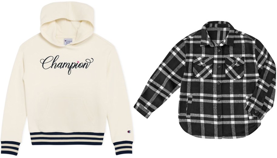 Champion Girls Logo Hoodie and Member's Mark Women's Shacket