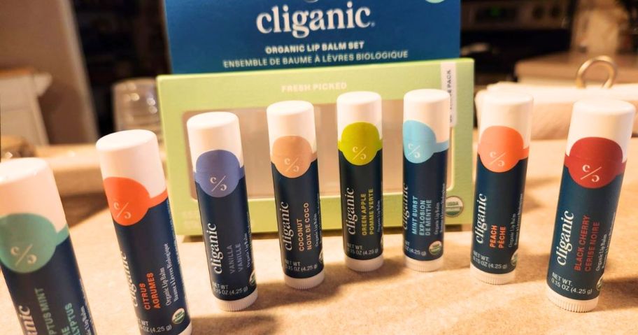 an 8-Pack of Cliganic Lip Balm
