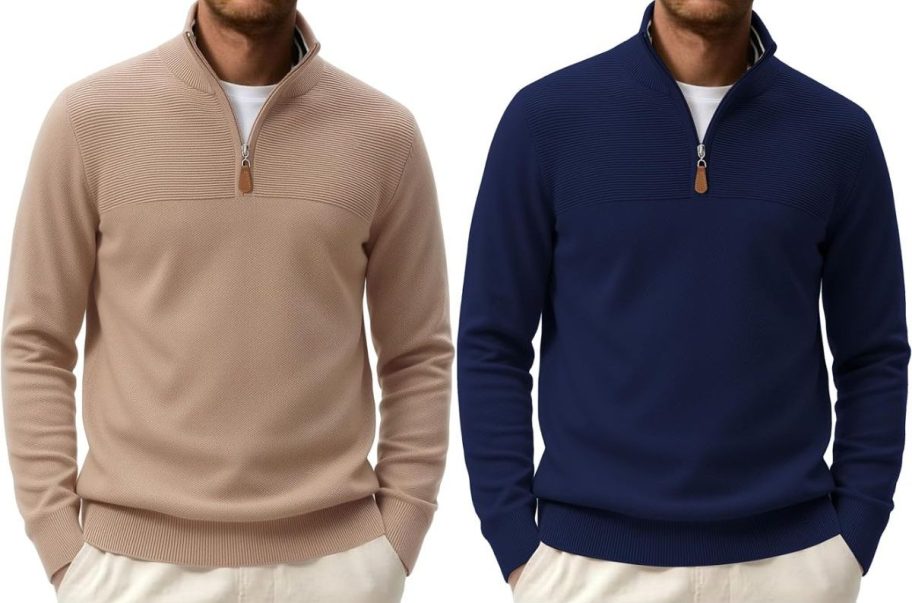 Coofandy Men's Quarter Zip Sweater