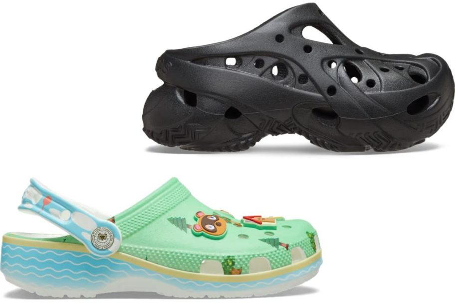 Stock images of two crocs clogs