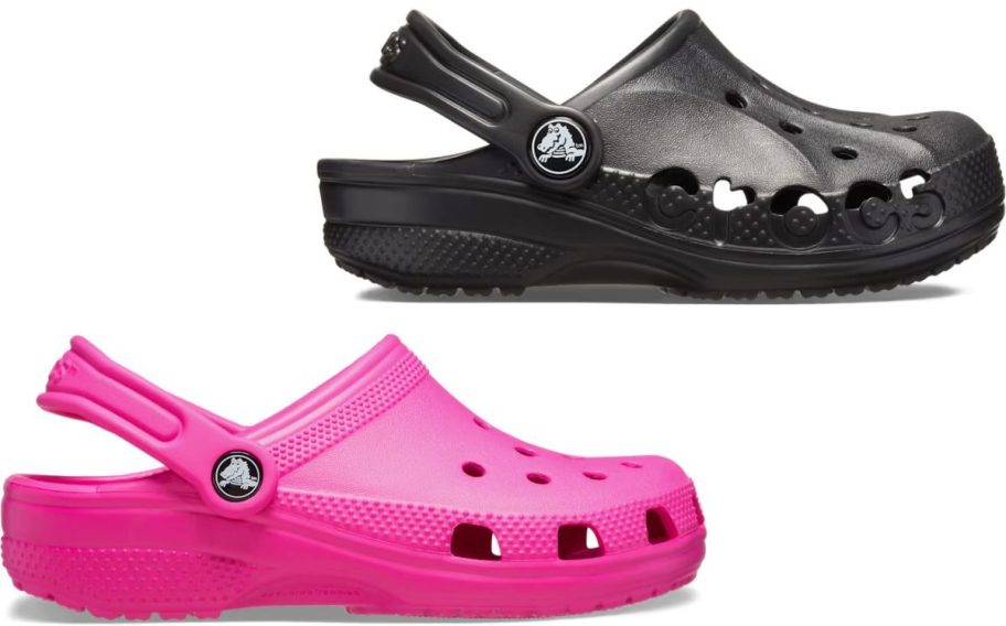 Stock images of two toddler Crocs clogs