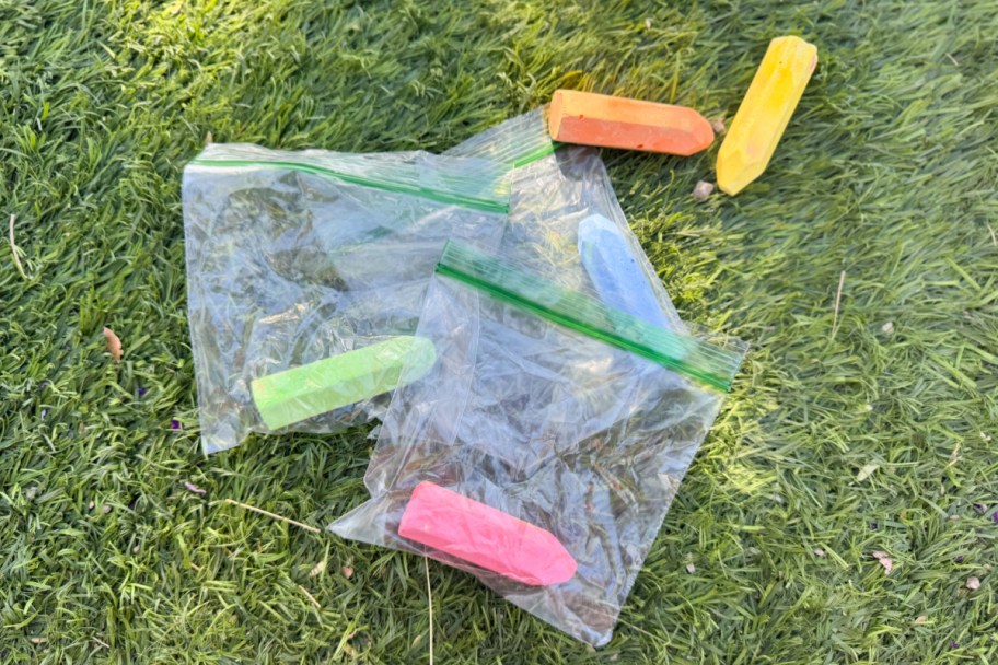 chalk in ziploc bags