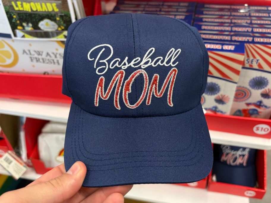 Deal Bar Baseball Mom Baseball Hat in hand in store