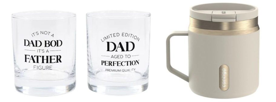 Deal Bar Dad Rocks Glasses Set of 2 and Contigo SnapSeal 14oz Leakproof Stainless Steel Water Bottle