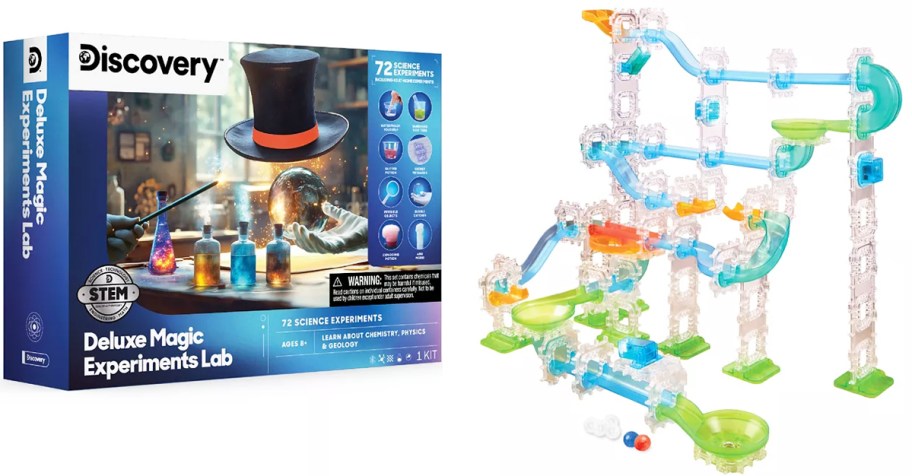 Magic Experiments Lab Kit & Marble Run Light-Up Construction Set