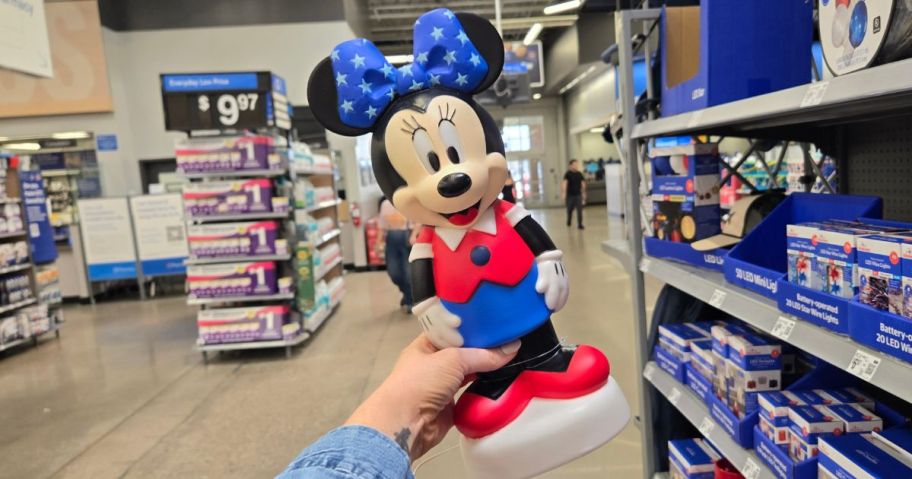 Disney Patriotic Minnie Mouse 14" Blow Mold in hand in store