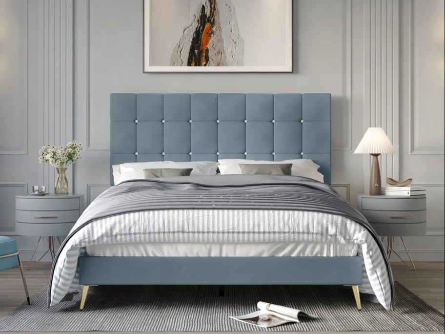 king size upholstered bed 