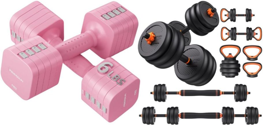 two FEIERDUN adjustable dumbbell sets