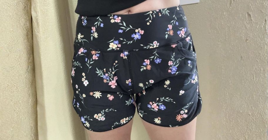 woman wearing G Gradual Women's 3" or 5'' High Waisted Swim Board Shorts