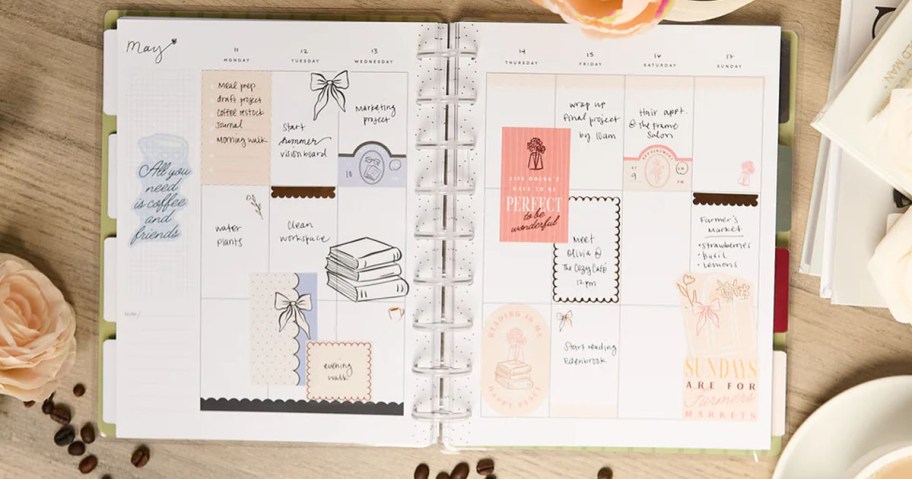 Happy Planner open on a table