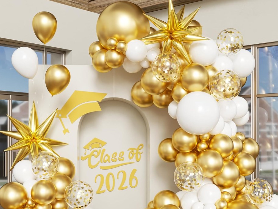 gold and white balloon arch kit