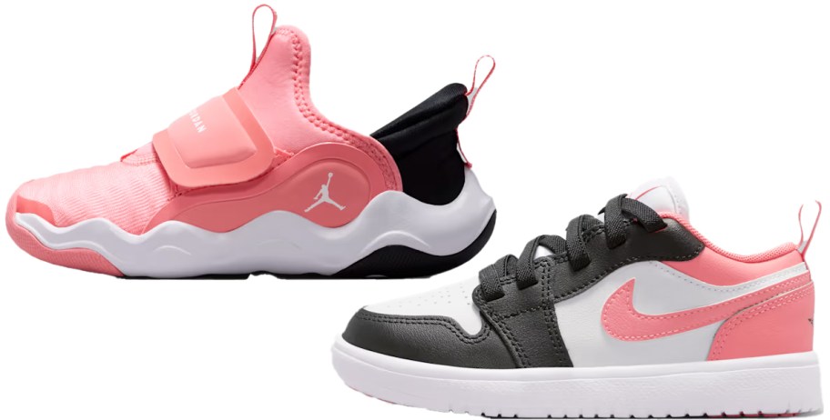 two pink and black sneakers
