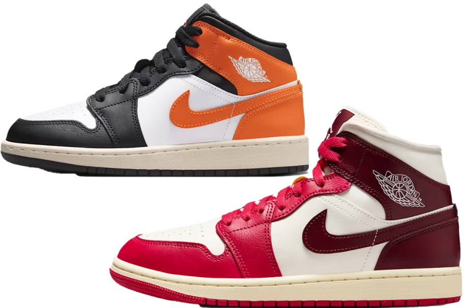 orange and red jordan sneakers