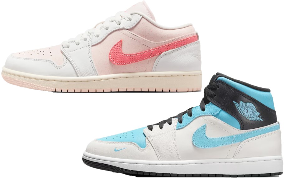 pink and blue jordan sneakers