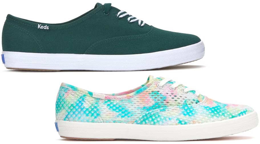 green and tie-dye sneakers