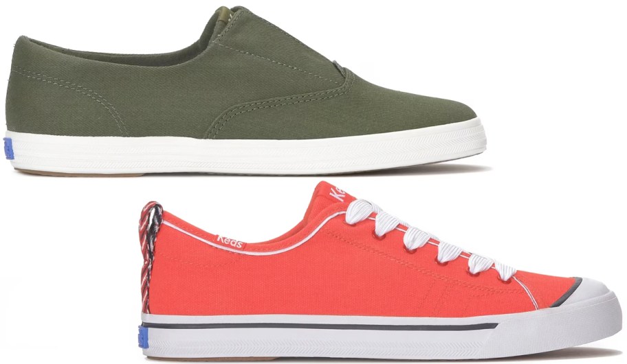 green and red sneakers