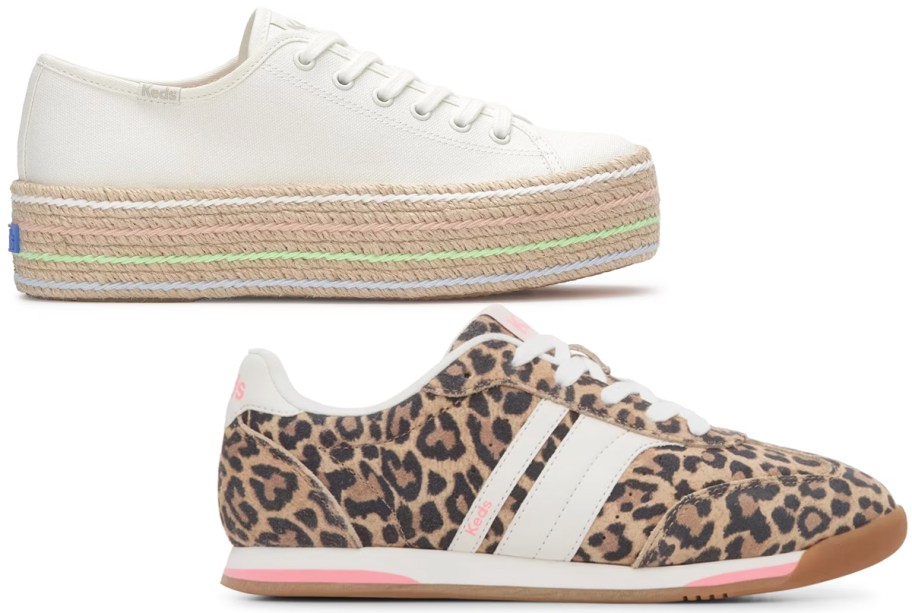 white and leopard print sneakers