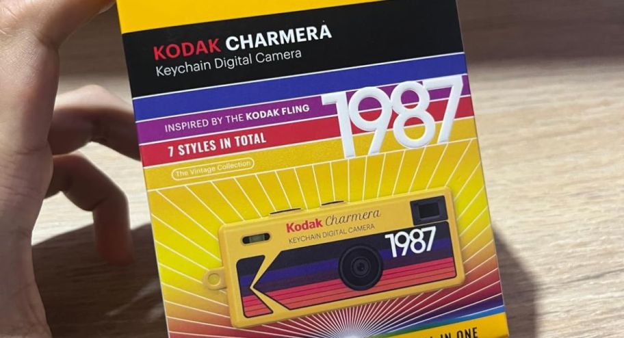 Hand holding Kodak camera blind bag