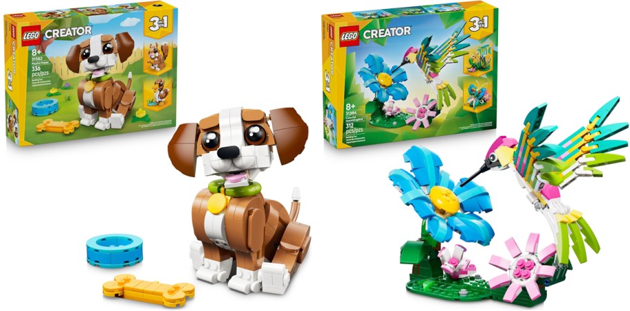 dog and hummingbird lego sets