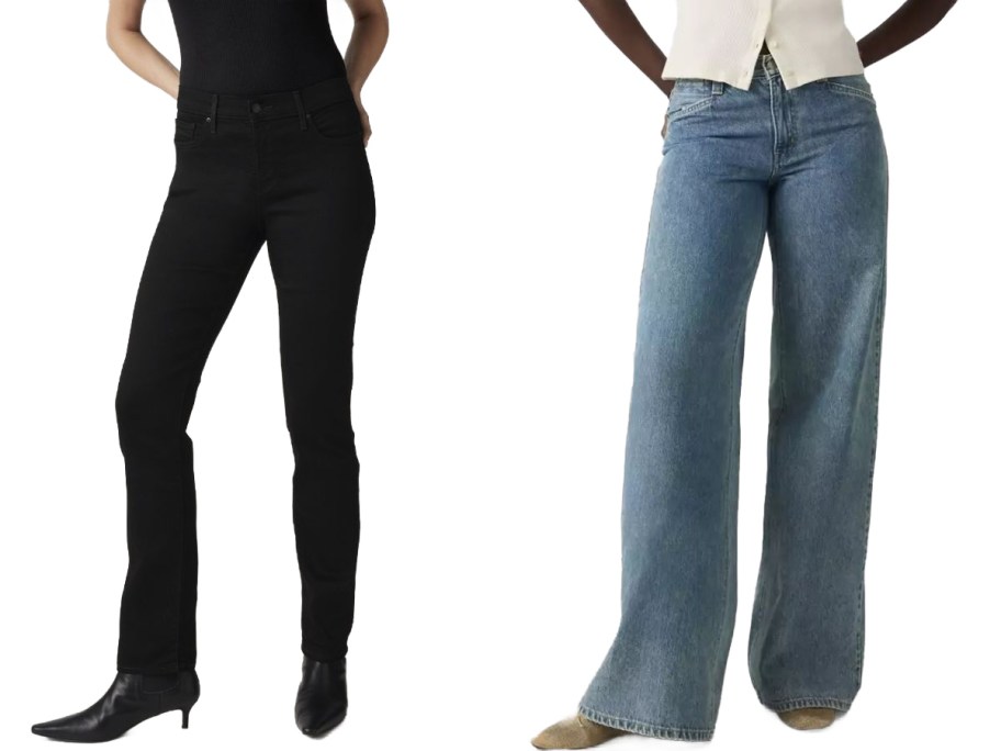 Stock image of two women wearing Levi's jeans