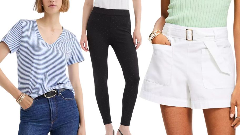 stock image of Loft shirt pants and shorts