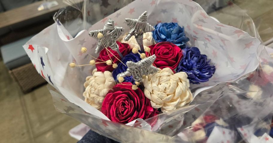 Lowe's Paper Flower Bouquet in Red, White, & Blue in store