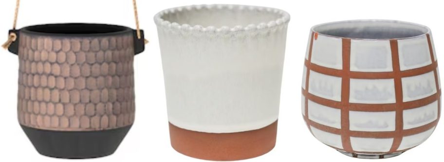 Stock images of three Lowe's Planters