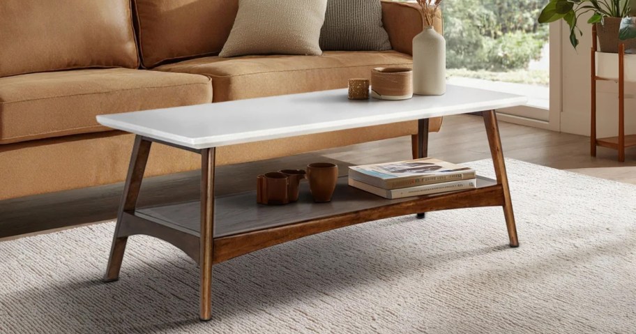 Madison Park Parker Mid-Century Coffee Table with Storage Shelf