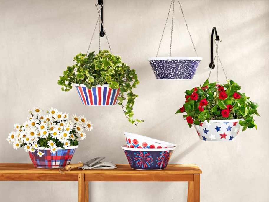 Member's Mark 14'' Americana Hanging Flower Pots hanging