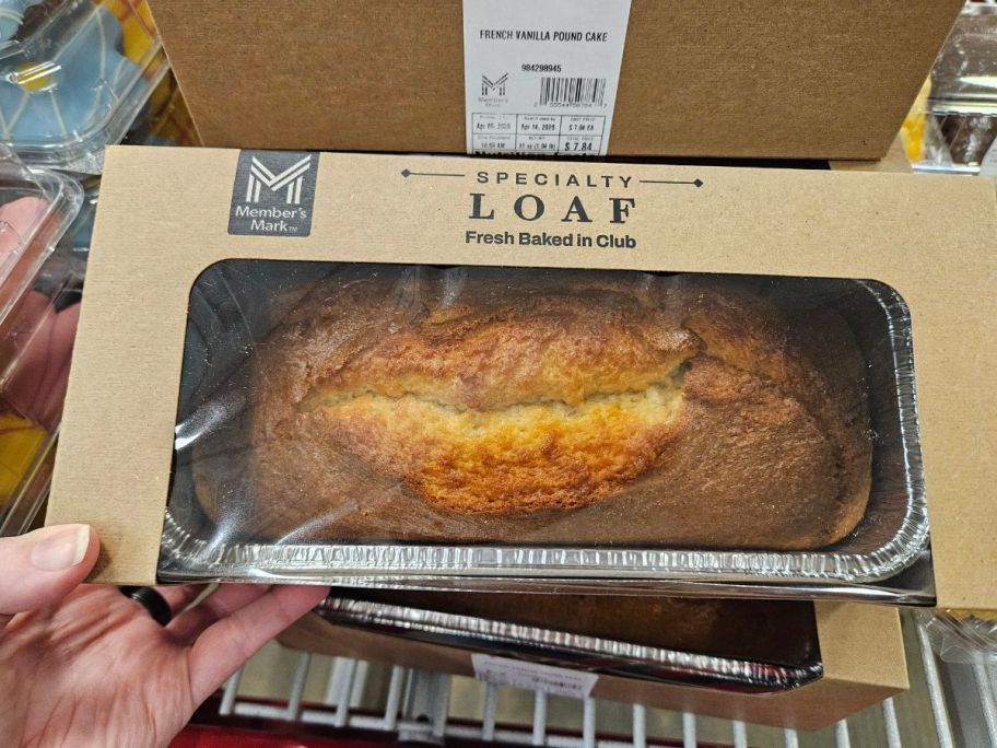 Member's Mark French Vanilla Pound Cake in hand in store
