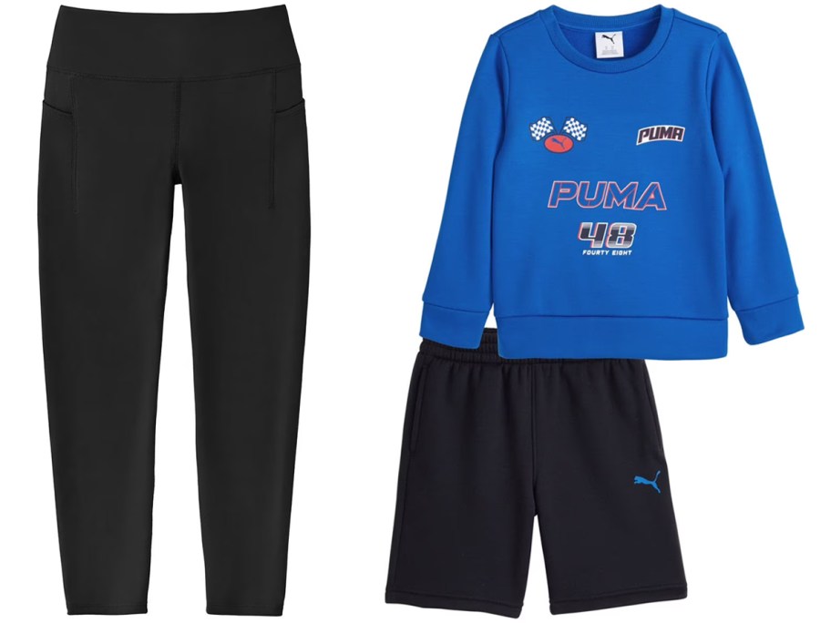 Member's Mark Girls Active Leggings and Puma Toddler Boys 2-Piece Active Set