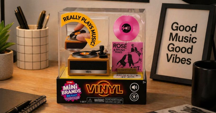 Mini Brands Really Works Vinyl Playset Series 1 on desk