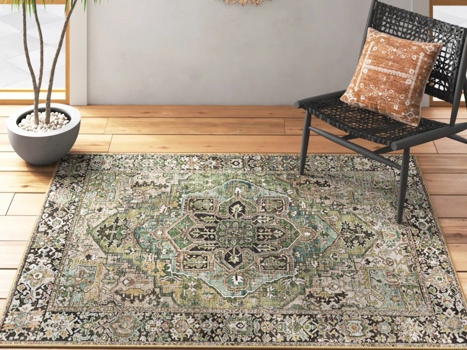 oriental rug in shades of brown and green