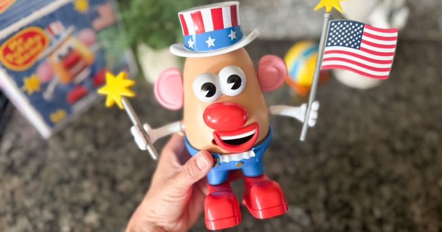 Mr. Potato Head Uncle Yam 250th Anniversary Edition in hand