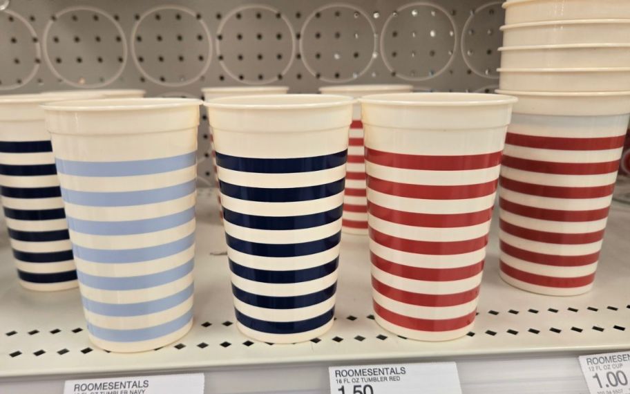 three different color Nautical tumblers