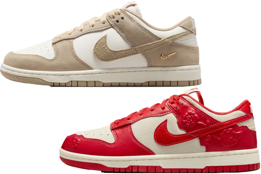 tan and red nike sneakers