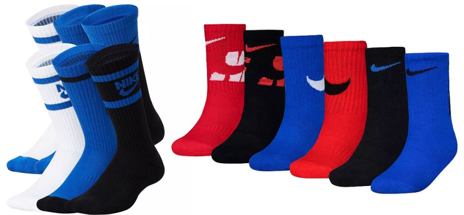 packs of nike socks in various colors
