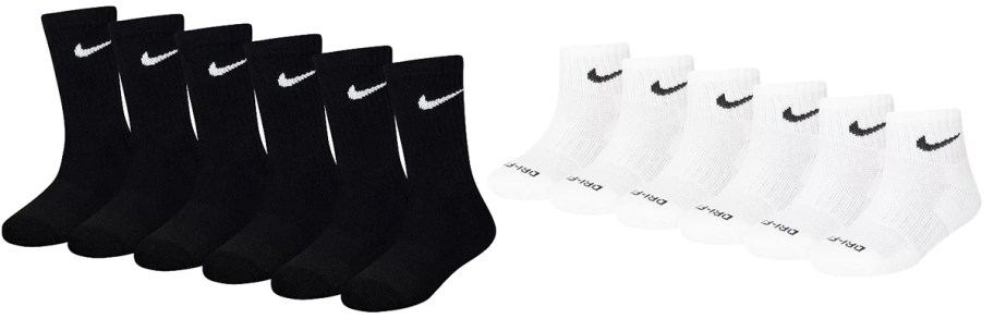 black and white sets of nike kids socks