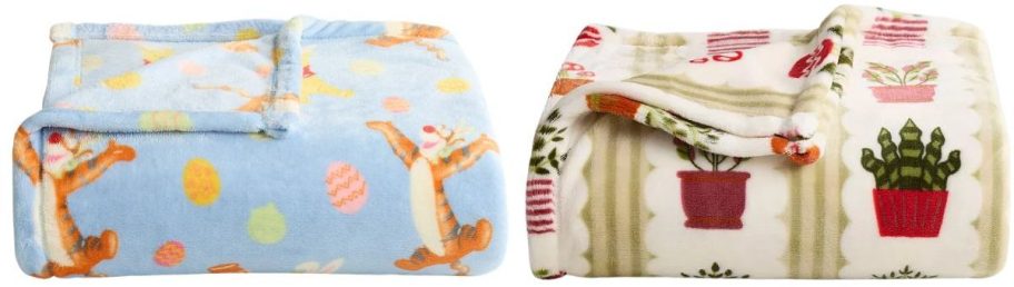 One size blanket with different patterns on it 