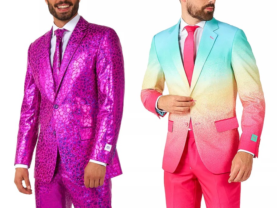 OppoSuits Men's Slim-Fit Novelty Suit & Tie Set and Slim-Fit Novelty Pattern Suit & Tie Set