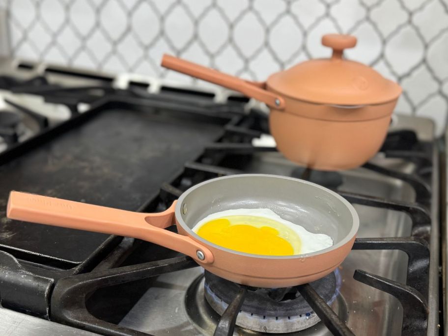Our Place Tinies cookware on a stove