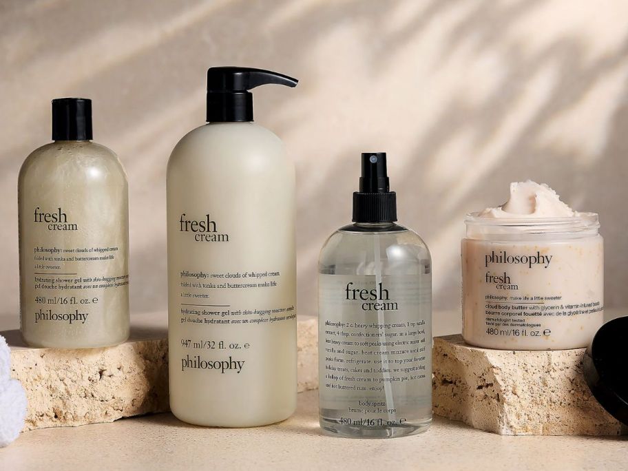 A philosophy 4-piece layering set in fresh cream scent