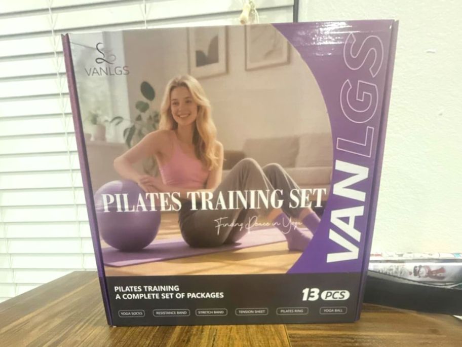 pilates training set in box sitting on table