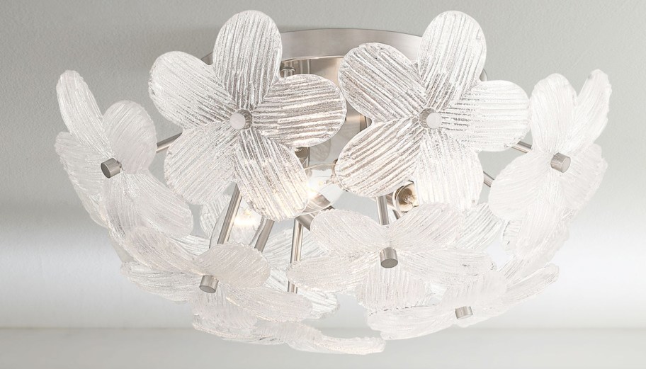 silver glass flower ceiling light