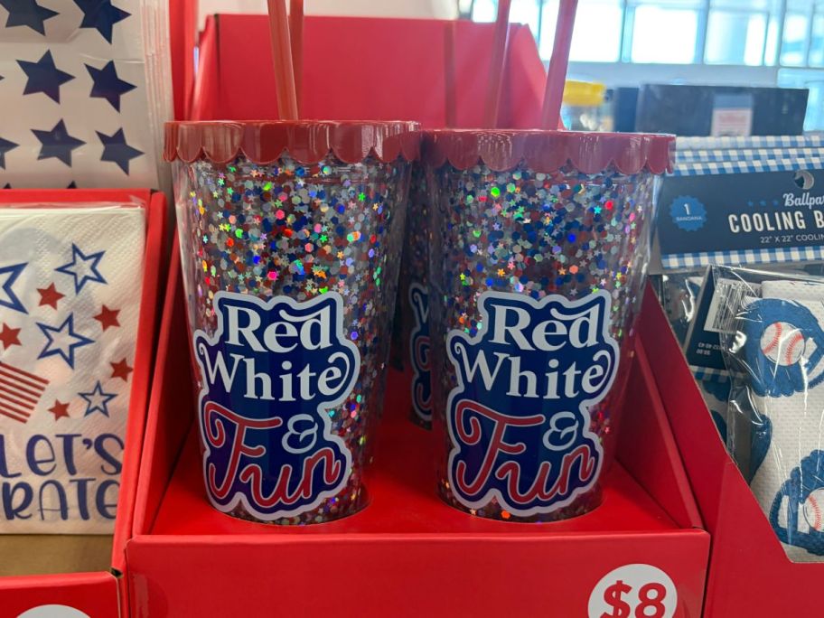 Red, White, & Fun Tumblers in store