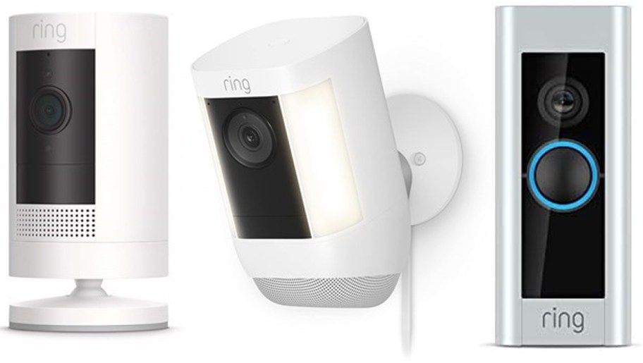 Refurbished Ring Outdoor Cam 2019, Spotlight Cam Pro 2022, Video Doorbell Pro