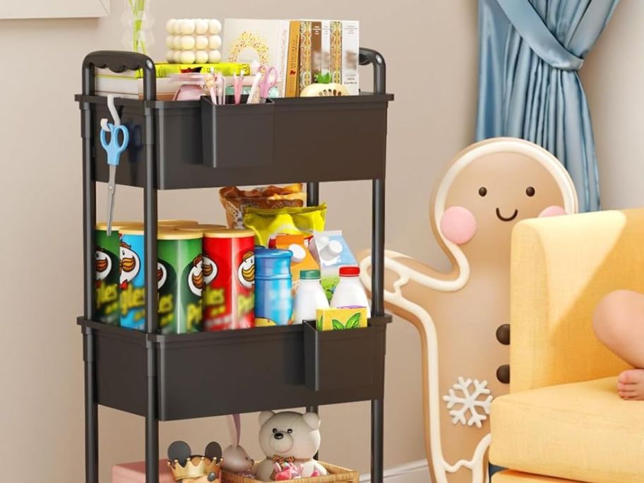SUNALLY Rolling cart with kids' items