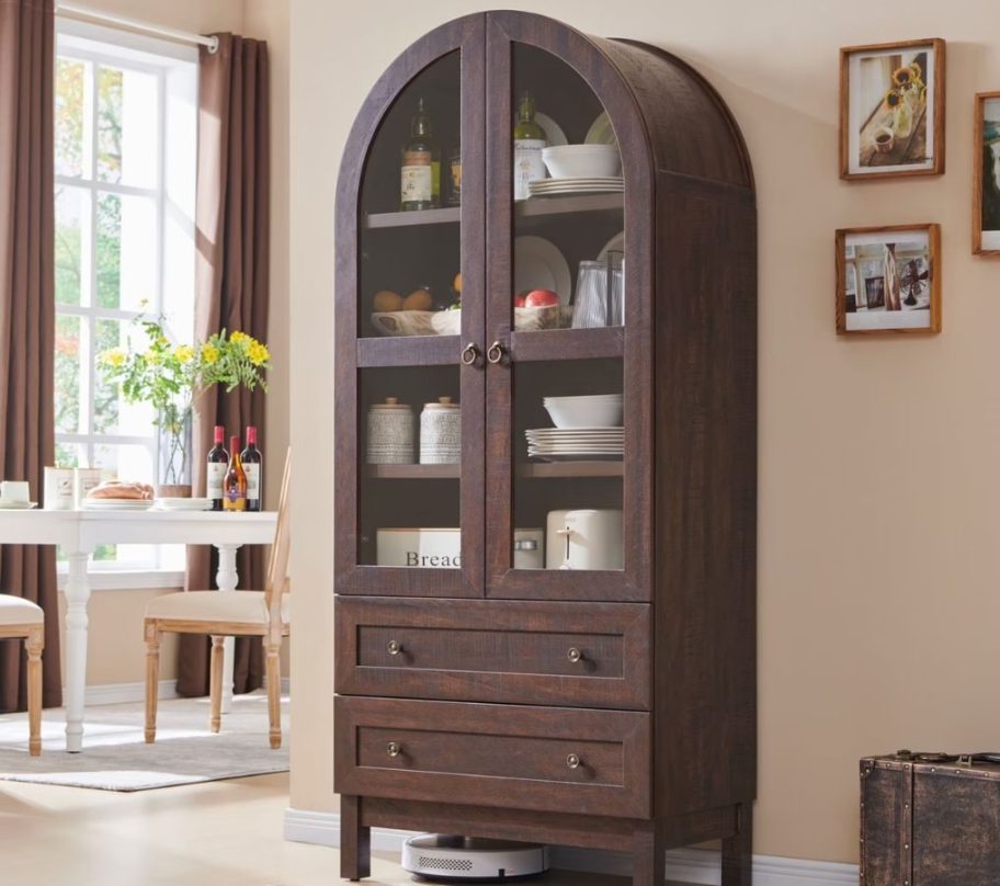 SinCiDo Arched Kitchen Pantry Storage Cabinet